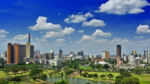 Modern skyline of Nairobi, a key African hub for travel, technology, and distribution growth.